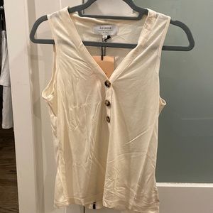 NWT La Ligne Charlie Tank ivory color with black stripe down the back small